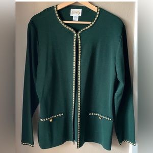 “LILLY” brand dark green Cardigan Size M
